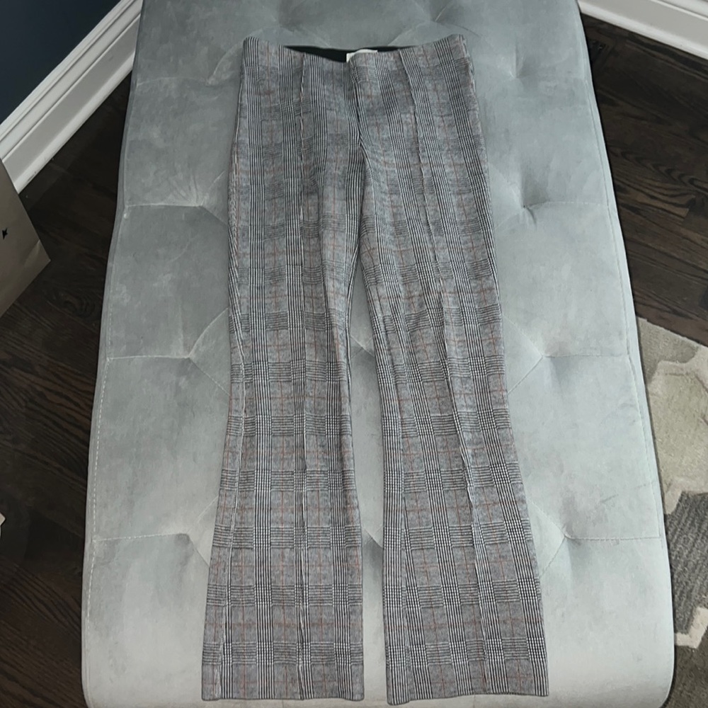 Anthropologie - High Rise Crop Flare Plaid Trouser Pant